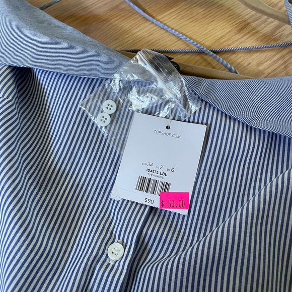 NWT Topshop Pinstripe Dress Size 2 - Picture 2 of 3